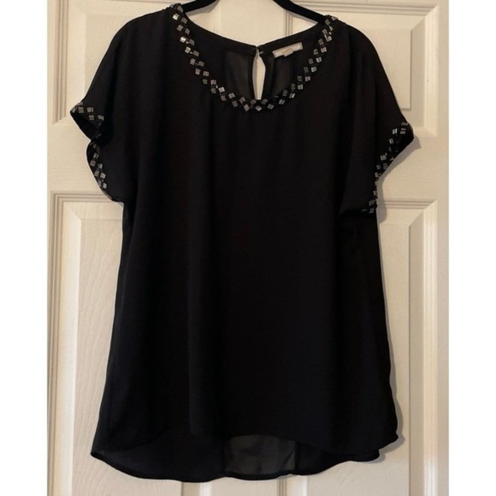 Pleione‎ Beaded Black Top size M